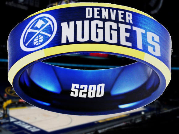 Denver Nuggets Ring: Blue & Gold Wedding Band | Sizes 6-13 | #Denver #Nuggets #5280