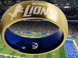 Detroit Lions Ring Gold & Blue Wedding Band | Sizes 6-13 #detroit #lions #nfl