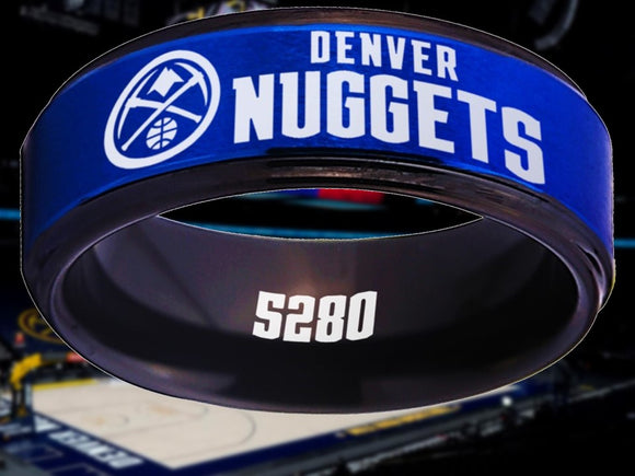 Denver Nuggets Ring: Blue & Black Wedding Band | Sizes 5 - 15 | #Denver #Nuggets #5280