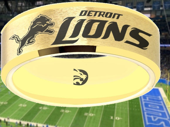 Detroit Lions Ring Gold Wedding Band | Sizes 6-13 #detroit #lions #nfl
