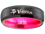 Vikings Ring Black & Pink Wedding Band 6mm | Sizes 6-13 #vikings #skol #nfl