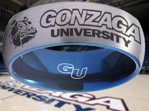Gonzaga Bulldogs Ring Silver & Blue Wedding Ring Sizes 6 - 13 #gonzaga #bulldogs