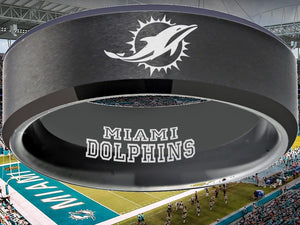 Miami Dolphins Ring matte Black Tungsten Wedding Ring #miami #dolphins #miamidolphins