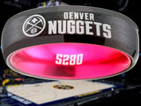 Denver Nuggets Ring: Black & Pink Wedding Band | Sizes 6-13 | #Denver #Nuggets #5280