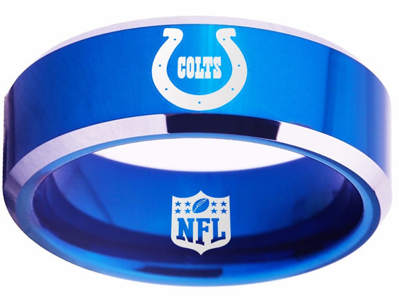 Indianapolis Colts Ring 8mm Tungsten Blue Ring NFL #colts