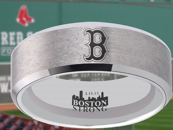 Boston Red Sox Ring Silver Wedding Ring Sizes 6 - 13 #redsox