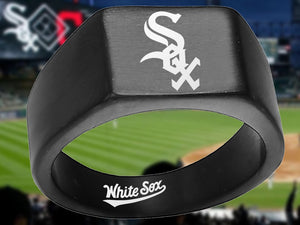 Chicago White Sox Ring Black Titanium Ring Sizes 8 - 12 #whitesox #mlb