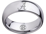 Alabama Crimson Tide Ring Wedding Band Silver Tungsten Wedding Ring Sz 5 - 16