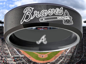 Atlanta Braves Ring Rose Matte Black Tungsten Wedding Ring Sizes 6 - 13 #atlanta #braves