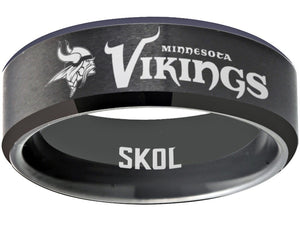 Minnesota Vikings Ring Black Wedding Band | Sizes 6-13 #vikings #skol #nfl