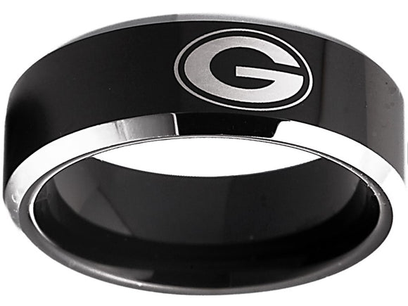 Georgia Bulldogs Ring 8mm Black Ring Wedding Ring Size 4 - 17 NEW
