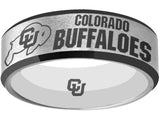 Colorado Buffaloes Ring Silver & Black Wedding Band | Sizes 6-13 #buffs #ncaa