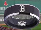 Boston Red Sox Ring Red Sox Wedding Ring Black & Silver Size 4 - 17 #redsox