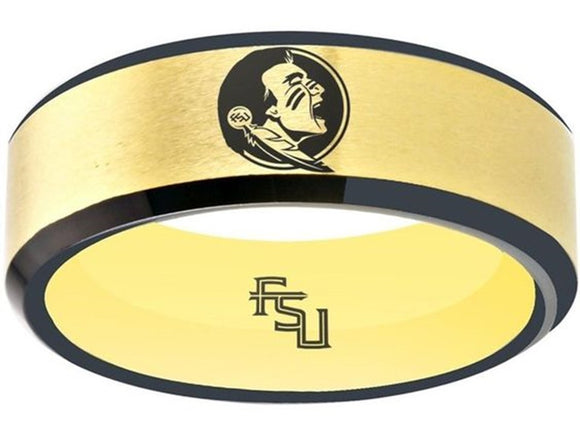 Florida State Seminoles Ring FSU Logo Ring Wedding Band matte Gold #fsu #ncaa