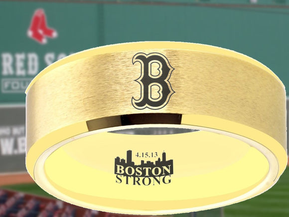 Boston Red Sox Ring Red Sox Wedding Ring Matte Gold Sizes 6 - 13 #boston
