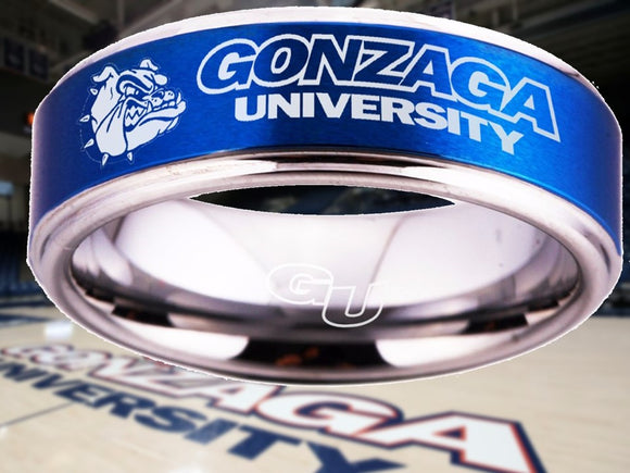 Gonzaga Bulldogs Ring Blue & Silver Wedding Ring Sizes 5 - 15 #gonzaga #bulldogs