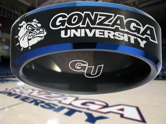 Gonzaga Bulldogs Ring Black & Blue Wedding Ring Sizes 6 - 13 #gonzaga #bulldogs