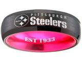 Pittsburgh Steelers Ring 6mm Black & Pink Wedding Band | Sizes 6-13 #pittsburgh #steelers