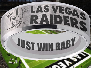 Las Vegas Raiders Ring Silver Tungsten Wedding Ring #Raiders #NFL