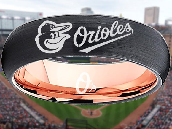 Baltimore Orioles Ring Orioles Black & Rose Gold 6mm Wedding Ring #orioles Sizes 5 - 13