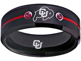 Colorado Buffaloes Ring Black & Red CZ Wedding Band | Sizes 6-13 #buffs #ncaa
