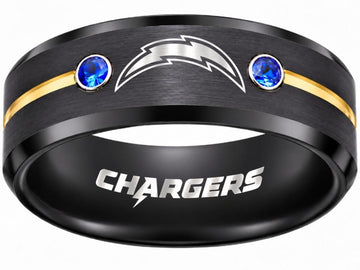 LA Chargers Ring | Black Gold & Blue CZ | Customizable