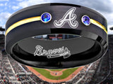 Atlanta Braves Ring Black & Blue CZ Tungsten Wedding Ring Sizes 6 - 13 #atlanta #braves