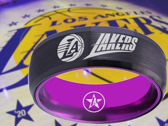 Los Angeles Lakers Logo Ring Black and Purple Wedding Ring #nba #lakers