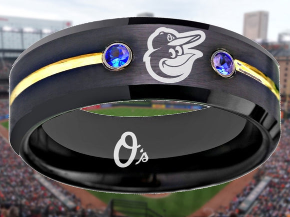 Baltimore Orioles Ring Orioles Black & Blue CZ Wedding Ring #orioles Sizes 6 - 13