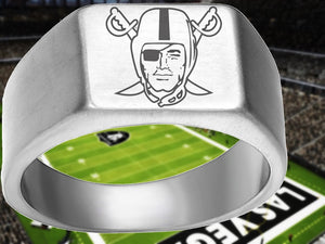 Las Vegas Raiders Ring Silver Titanium Steel Wedding Ring #Raiders #NFL