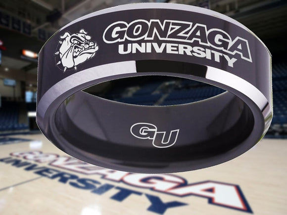 Gonzaga University Ring Bulldogs Black & Silver Wedding Ring Sizes 4 - 17 #gonzaga
