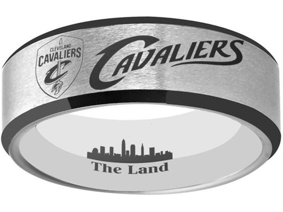 Cleveland Cavaliers Ring Cavs Silver & Black Wedding Ring Sizes 6 - 13 #cavs #nba