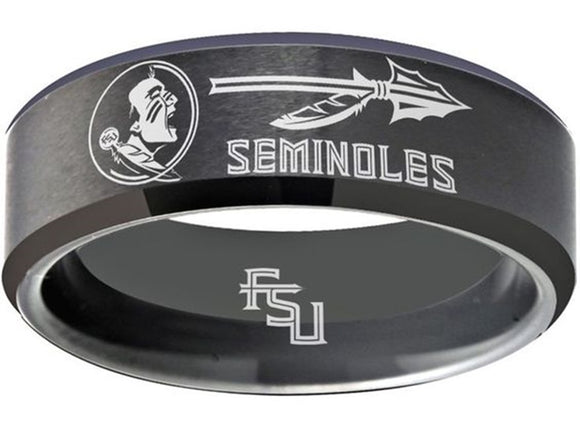 Florida State Seminoles Ring FSU Logo Ring Wedding Band Black Ring #fsu #ncaa