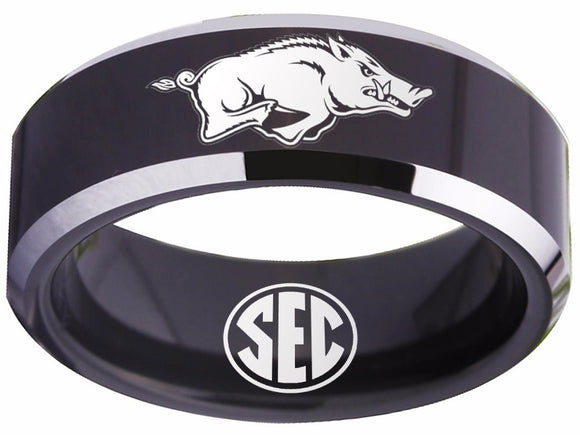 Arkansas Razorbacks Ring Black Ring Tungsten Ring #arkansas #razorbacks