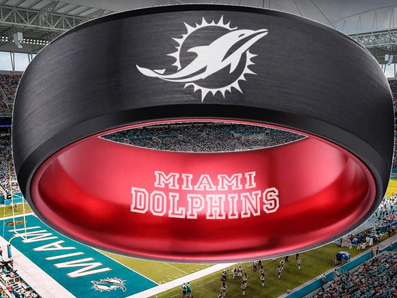 Miami Dolphins Ring Black & RedTungsten Wedding Ring #miami #dolphins #miamidolphins