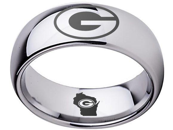 Green Bay Packers Ring Silver Ring 8mm Tungsten #packers #nfl