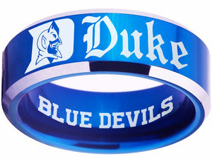 Duke Blue Devils Ring BlueTungsten Engraved Ring 8mm Band Sizes 4 - 17 Basketball