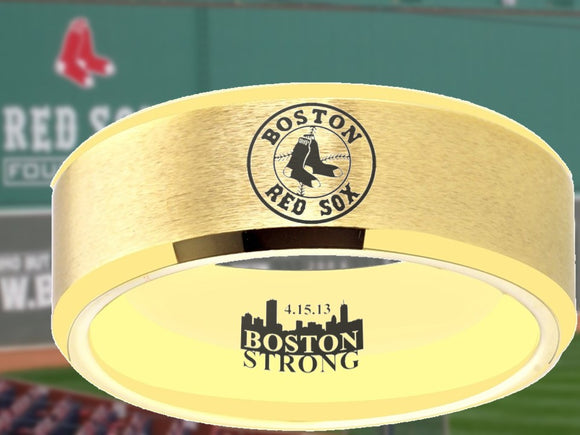 Boston Red Sox Ring Red Sox Wedding Ring Matte Gold Sizes 6 - 13 #boston #redsox