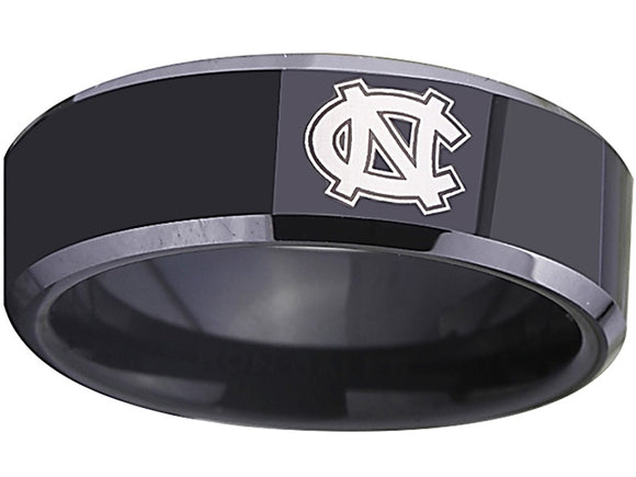 North Carolina Tar Heels NCAA Football Team Tungsten Carbide Comfort Fit Ring UNC