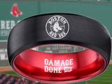 Boston Red Sox Ring Red Sox Wedding Ring Black & Red Damage Done Sizes 6 - 13