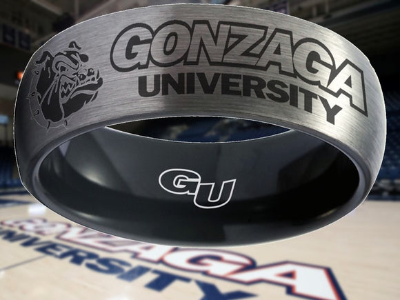 Gonzaga Bulldogs Ring Silver & Black Wedding Ring Sizes 6 - 13 #gonzaga #bulldogs