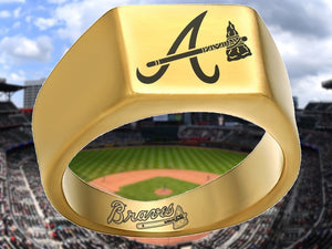 Atlanta Braves Gold Titanium Steel Ring #atlanta #braves #mlb