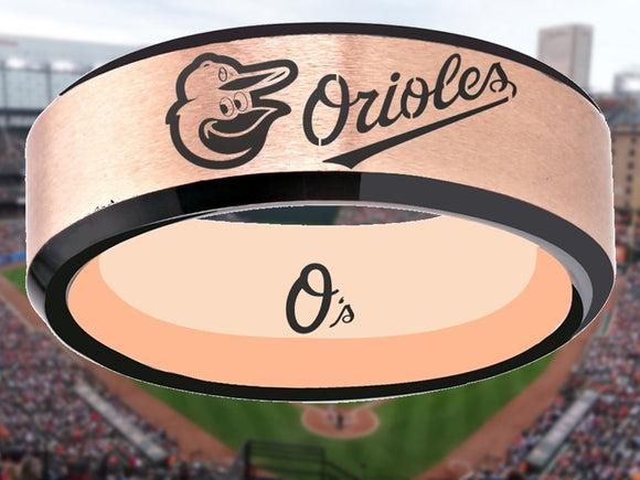 Baltimore Orioles Ring Orioles Rose Gold & Black Wedding Ring #orioles Sizes 6 - 13