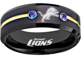 Detroit Lions Ring Black & Blue CZ Wedding Band | Sizes 6-13 #detroit #lions #nfl