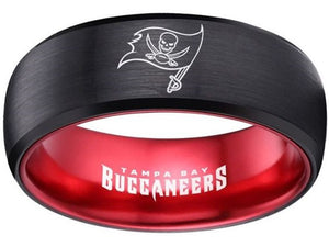 Tampa Bay Buccaneers Ring Buccaneers Logo Ring Black and Red Wedding Band #bucs #nfl