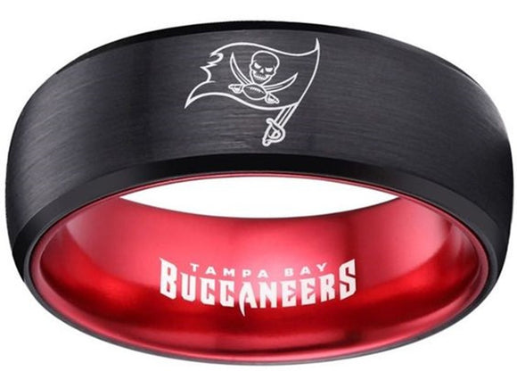 Tampa Bay Buccaneers Ring Buccaneers Logo Ring Black and Red Wedding Band #bucs #nfl