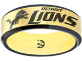 Detroit Lions Ring Gold & Black Wedding Band | Sizes 6-13 #detroit #lions #nfl