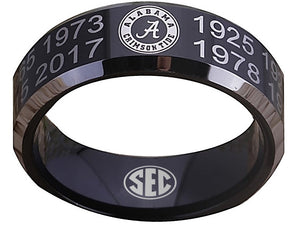 Alabama Ring Crimson Tide Ring Wedding 8mm Black Tungsten Ring NCAA