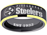 Pittsburgh Steelers Ring | Black & Gold Wedding Ring | Sizes 6-13