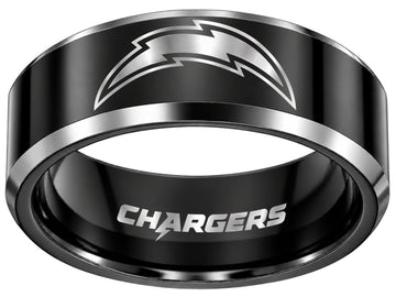 Los Angeles Chargers Ring | Black & Silver | Customizable
